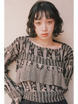 レジュアル(RESSUAL) 黒髪ボブルフネビージュ小顔ヘアワンレン