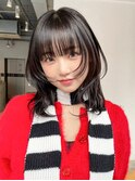 黒髪ボブルフ透明感カラーウルフレイヤーロング_ba498301