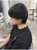 毛流れパーマ　センターパート　ニュアンスパーマ　MOMO