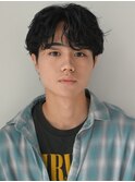 ニュアンスパーマブルーブラックウルフシャドウパーマ渋谷原宿
