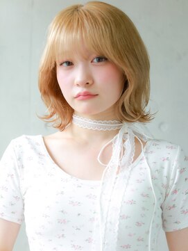 ガリカ 渋谷(Gallica) くびれミディ×シースルーバング×ハイトーンベージュ