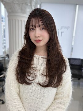 エアー 青山(AIR) 顔周りカット/似合わせカット/レイヤーカット/前髪長め/韓国ヘア