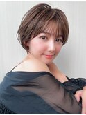 20代30代ショートボブ/イメチェン/ピンクベージュ/前髪