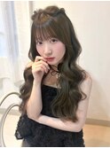 透明感カラー 20代 顔周りカット 韓国ヘア ベージュカラー