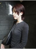 レイヤーボブ顔まわりカットワインレッドブラウンボルドーカラー