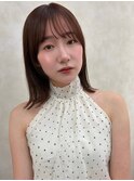 顔周りカット/縮毛矯正/ダークブラウン/コーラルにピンク/ボブ