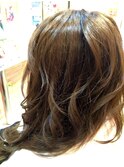 地毛ミディアムから ストレートエクステ  ゆるふわ巻き仕上げ