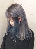 【インナーカラー】ダークグレージュ×ブルーグレージュ淡カラー