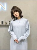 レイヤーボブ暗髪グレージュワンカール大人可愛い 表参道 渋谷