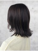 鎖骨ボブウルフカット地毛風カラー襟足透け感清楚ダークカラー