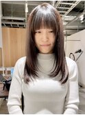 ロングレイヤー 前髪ぱっつん