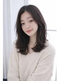 ミディアム20代30代ストレートレイヤー前髪なし前髪あり池袋