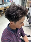 スパイキーショートニュアンスパーマツーブロックメンズパーマ