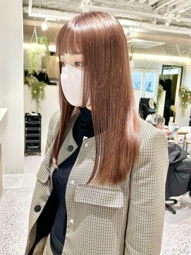 ゼストララ(ZEST Lara) ブリーチ1回ピンクベージュ×顔周り姫カット【吉祥寺】misaki