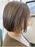 ミニボブ/コンパクトボブ/ハイライト/ベージュ◎30代40代