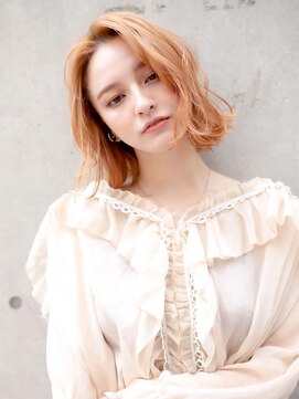 ラフィス ヘア ルー 福山2号店(La fith hair ruu.) 【La fith】ピンクベージュ×アップバング