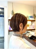 白髪ぼかしハイライト/ショートボブ