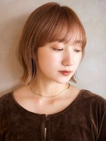 ガーデンヨコハマ(GARDEN YOKOHAMA)&nbsp;コーラルオレンジ ミディアムヘア くびれヘア ラウンドバング