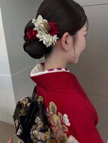 ローレンアオ(LOREN AO)&nbsp;着物ヘア/大人ガーリー/ダークアッシュ/似合わせカット/矢場町