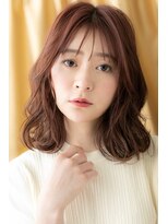 カバーヘア ブリス 戸田公園西口店(COVER HAIR bliss)&nbsp;レッドブラウンミストバング小顔ミディTb3戸田公園20代30代40代