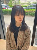 朝楽ワンカールミディアムレイヤー/顔まわりカット/西宮カット