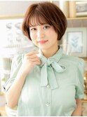 ひし形シルエットベージュピンクガーリーボブ