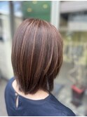 40代/50代/60代/白髪ぼかしハイライト/ミディアムレイヤー