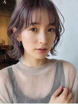 ナトゥーラ 八事店(Natura)&nbsp;シースルーバング外ハネくびれ小顔ミディ透明感グレージュ