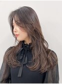 顔周りレイヤーくびれヘア韓国ヘアロング_ba509173