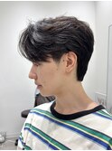 毛流れセンターパートニュアンスパーマカルマヘアメンズ パーマ