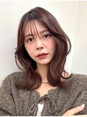 くびれミディアムレイヤーカットハッシュカット銀座外はね内巻き
