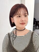 ローネス(LONESS)&nbsp;ワインレッド　ヘイリーボブ　ミニボブ　切りっぱなしボブ　暖色