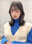 インナーカラー/ミルクティーベージュ/ぱっつん前髪