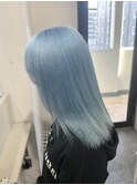 水色カラーケアブリーチダブルカラーブルーアッシュハイトーン