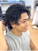 【黒髪サーフカール】センターパートコンマバングスパイラル