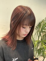 タヤ 自由が丘店(TAYA) ブリーチ無しレッドカラー/韓国風顔周りレイヤー