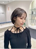 小顔見せショートベージュカラーブリーチしない透明感カラー