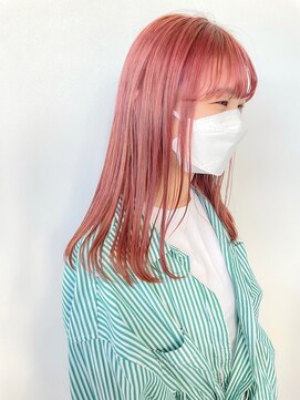 ヒビヲ(HIBIO) ダブルカラーピンクベージュピンクカラーケアブリーチミニボブ