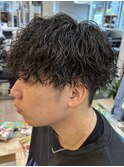 ツイストパーマツイストスパイラルパーマツーブロック刈り上げ