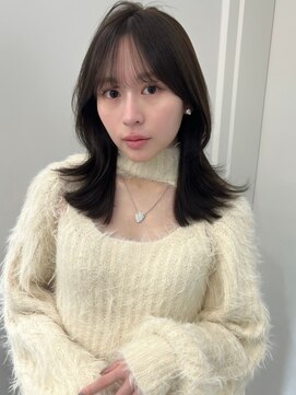 ランテルディ 渋谷(LANTERDIT) 韓国風 ヨシンモリ くびれヘア アッシュブラック ツヤ髪