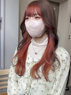 ウル 岡山駅店(ULu.) インナーカラーオレンジ韓国ハイトーン髪質改善ブリーチ岡山倉敷