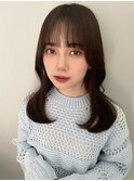 ★ワンカールレイヤー美髪エアリーミディアム艶ブラウン門口直詳
