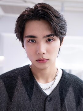 ハバナ 渋谷(HAVANA) アッシュブラックマッシュパーマ刈り上げツーブロック