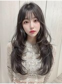 大人韓国風顔周りワイドバング×イメチェン美髪フェミニンロング