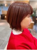本八幡×ショートボブ×暖色カラー×レッドブラウン