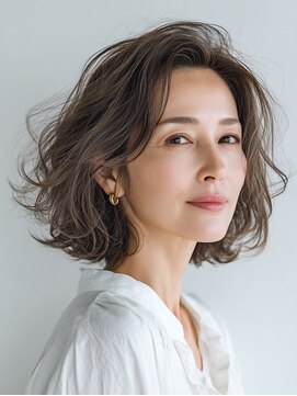 クラゲヘアー/小顔/ココアベージュ/オリーブグレー/川西