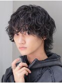 原宿シャドウパーマメンズカットマッシュウルフラウンドマッシュ