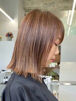 ソワネ 表参道(soigne)&nbsp;艶髪ハイライトの外ハネボブ