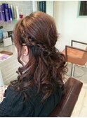 編み込みハーフアップ