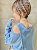 10代20代30代大人可愛いひし形バレイヤージュ小顔美人ショート◎